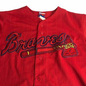Vintage Rare Majestic Atlanta Braves MLB Red Baseball Jersey Made In USA Size XL